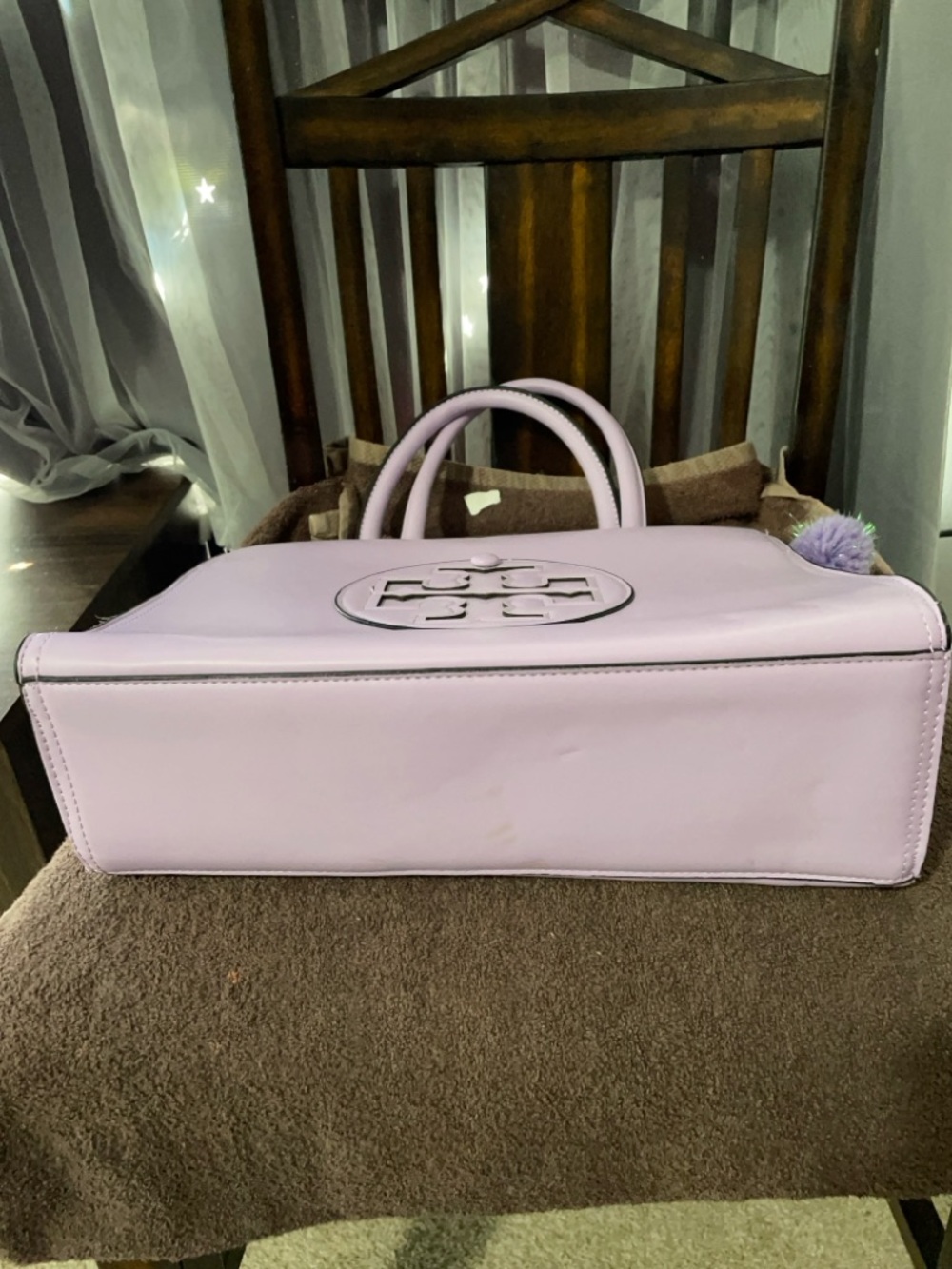 Tory Burch Purple Leather Top-Handle Satchel with Detachable Strap - Picture 3 of 7